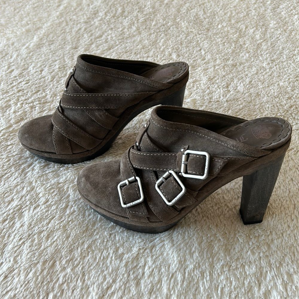 Juicy Couture wooden clogs brown size 8